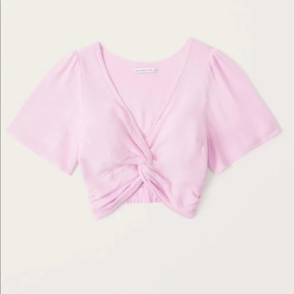 NWT Abercrombie & Fitch Knot-Front Cropped Top Womens Size Medium Flutter Sleeve